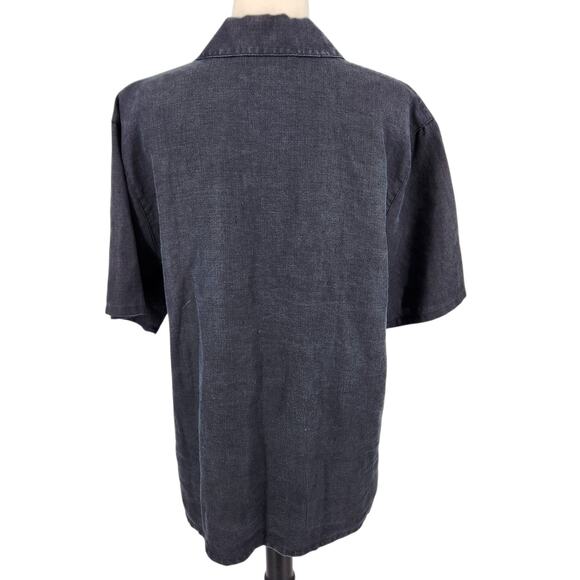 Vintage John Paul Richard Black Linen Embroidered Button-Up Top Sz Medium - Picture 4 of 7